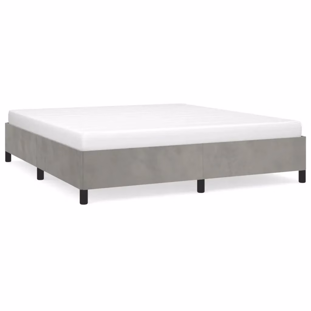 Giroletto vidaXL in velluto grigio con doghe in legno L/P/H: 160 x 200 x 35 cm – 2