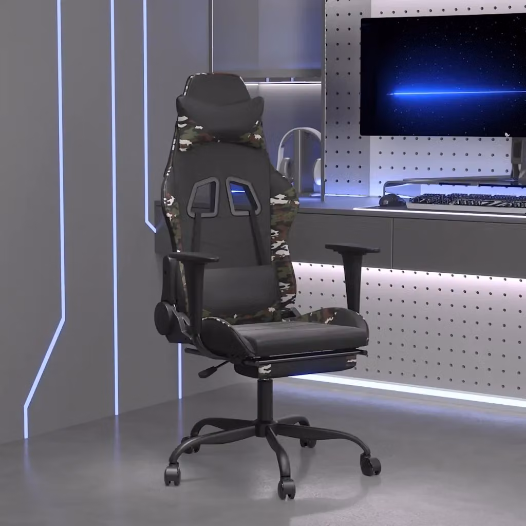 Sedia Gaming Nera con Poggiapiedi e Poggiatesta in Similpelle per Adulti – 2