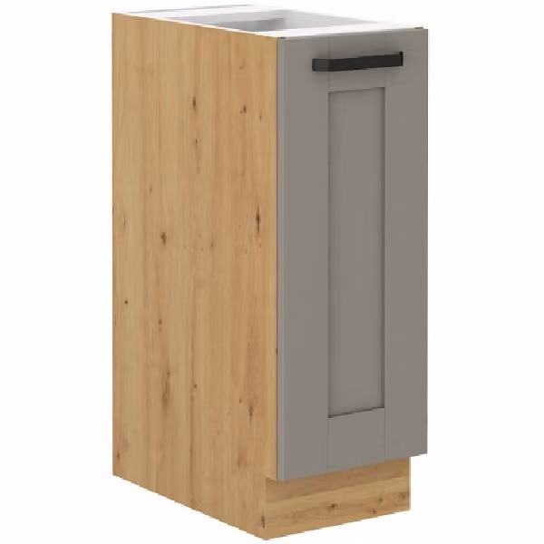 Mobile estraibile LAILI - larghezza 30 cm, grigio chiaro / rovere artigianale