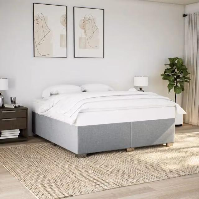 Giroletto vidaXL in tessuto grigio chiaro con doghe in legno, L/P: 180 x 200 cm