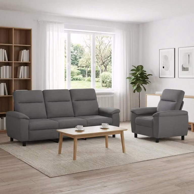 Set di 2 divani moderni vidaXL in tessuto grigio con struttura in metallo per il tuo soggiorno
