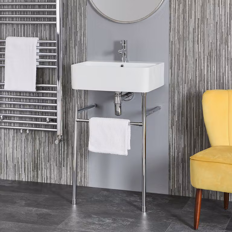 Lavabo con Consolle Cromata 520x420mm - Design elegante e pratico - Exton