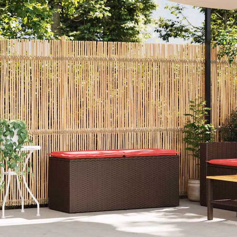 vidaXL Panca da Giardino con Cuscino Marrone 110x40x44cm in Polyrattan