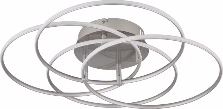 Plafoniera LED, anelli mobili, argento, P 51,5 cm