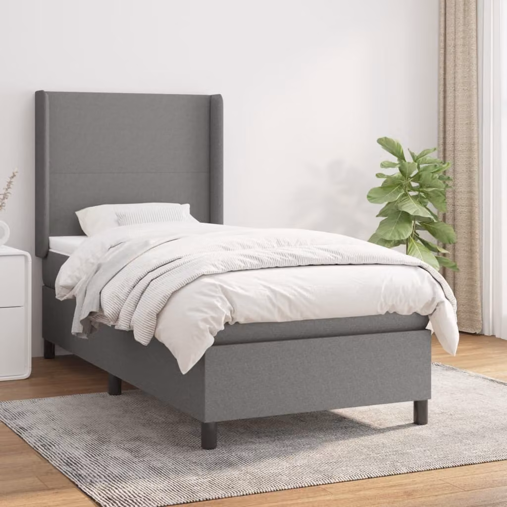 Maison Exclusive - Giroletto a Molle con Materasso Grigio Scuro 80x200 cm Tessuto