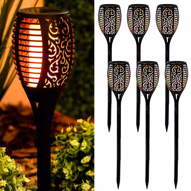 LUMILED giardino torcia solare set luci solari 6pcs 50cm LED con terra picco fiamma giardino luce solare torcia luci LED fiamma luce torcia solare