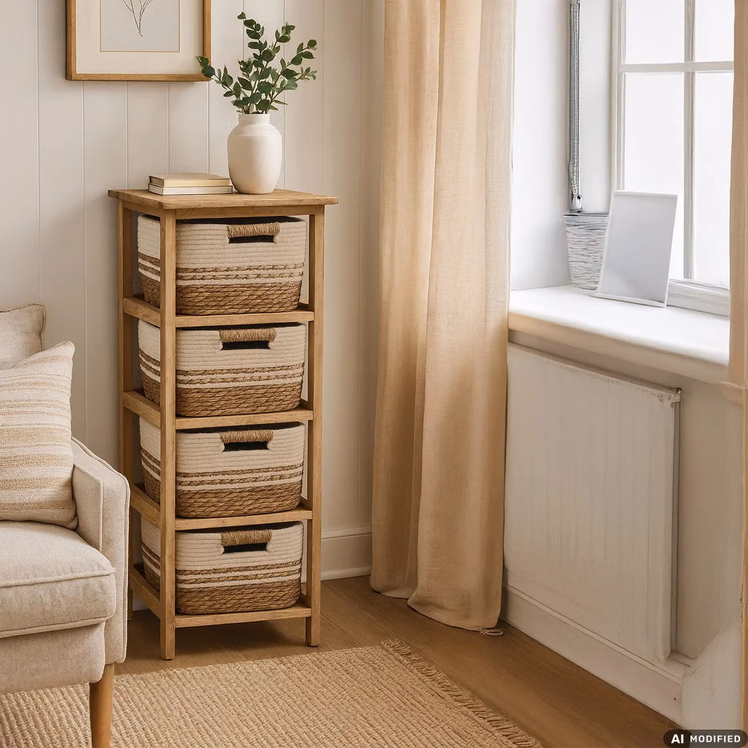 Cassettiera Multiuso VESTIAMO CASA Linea Woodhandy con 4 Cassetti, Colore Marrone, H 83 x L 33 x P 31 cm – 2