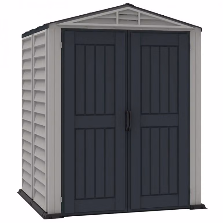 Casetta da giardino in PVC YardMate Ezooza grigia con doppia porta e finestra L/P/H: 171 x 171 x 210 cm – 2