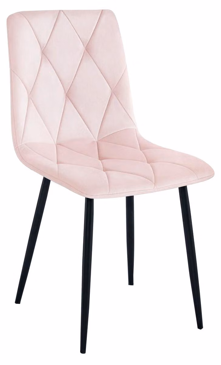 Sedia Libra in Velluto Rosa Cipria con Gambe Nere