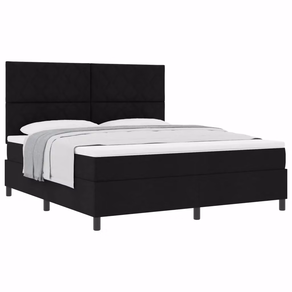 Letto a molle con testiera vidaXL in tessuto nero L/P: 180 x 200 cm – 2