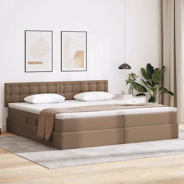 Letto con contenitore e materasso vidaXL beige L 200 cm x P 200 cm x H 280 cm
