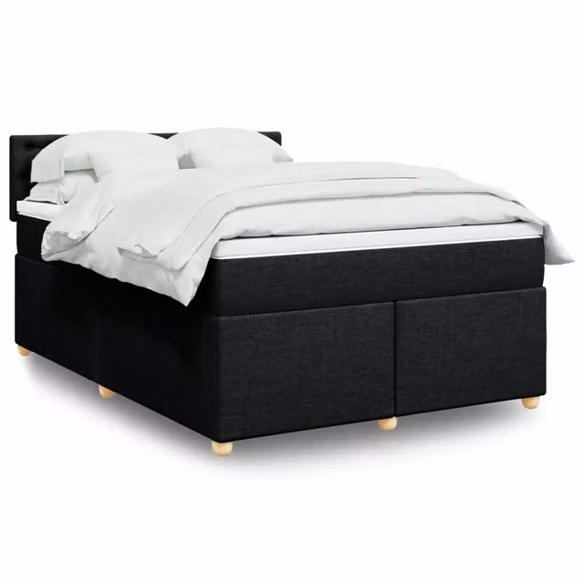 Letto Ibrido Moderno vidaXL con Materasso Nero e Struttura in Legno e Tessuto L/P/H: 140 x 200 cm