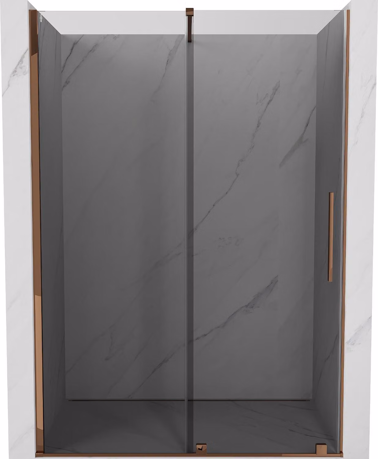 Mexen Velar porta doccia scorrevole 140 cm, grafite, oro rosa - 871-140-000-41-60