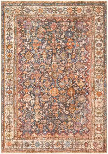 Tappeto Pierre Tappeti Oriental Sarouk Blu Multicolore con disegno persiano classico in stile vintage, lavabile, L: 190 cm x P: 290 cm
