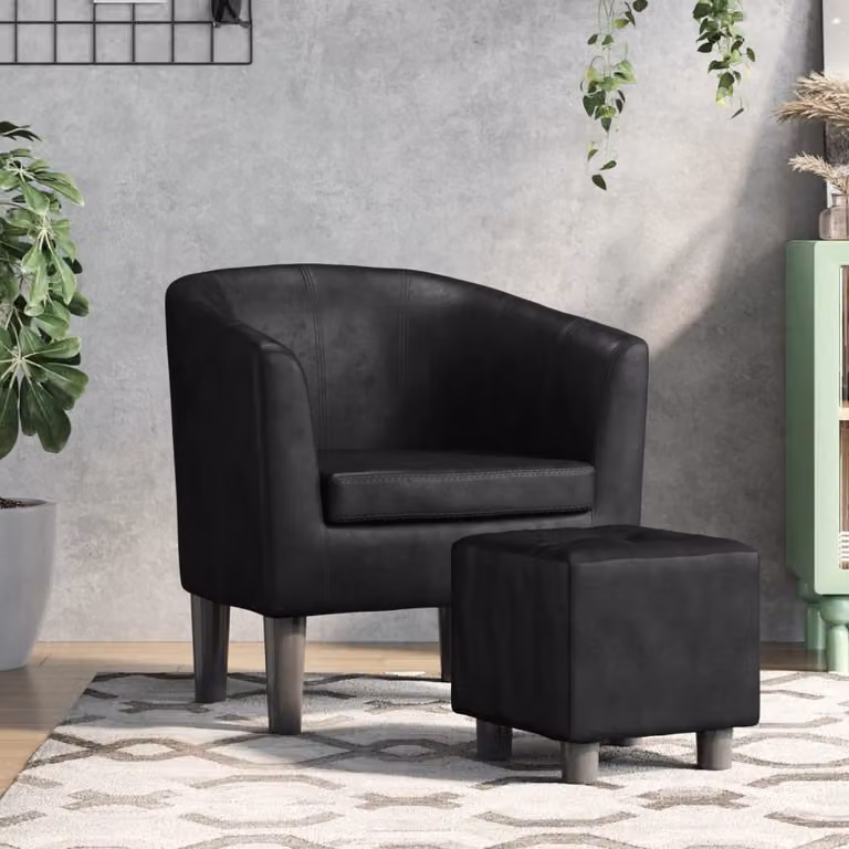vidaXL Poltrona Relax con Poggiapiedi in Similpelle Nera e Struttura in Legno