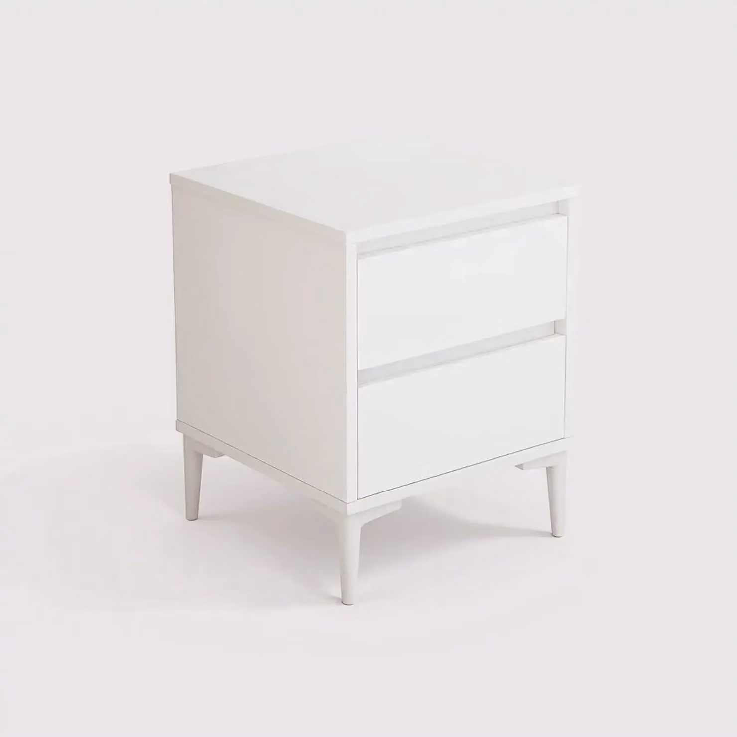 Hayl - Comodino bianco in stile moderno con 2 cassetti