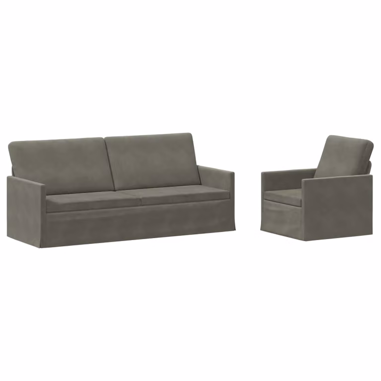 Set di 2 divani moderni vidaXL in tessuto cord e colore grigio con struttura in metallo per il tuo soggiorno