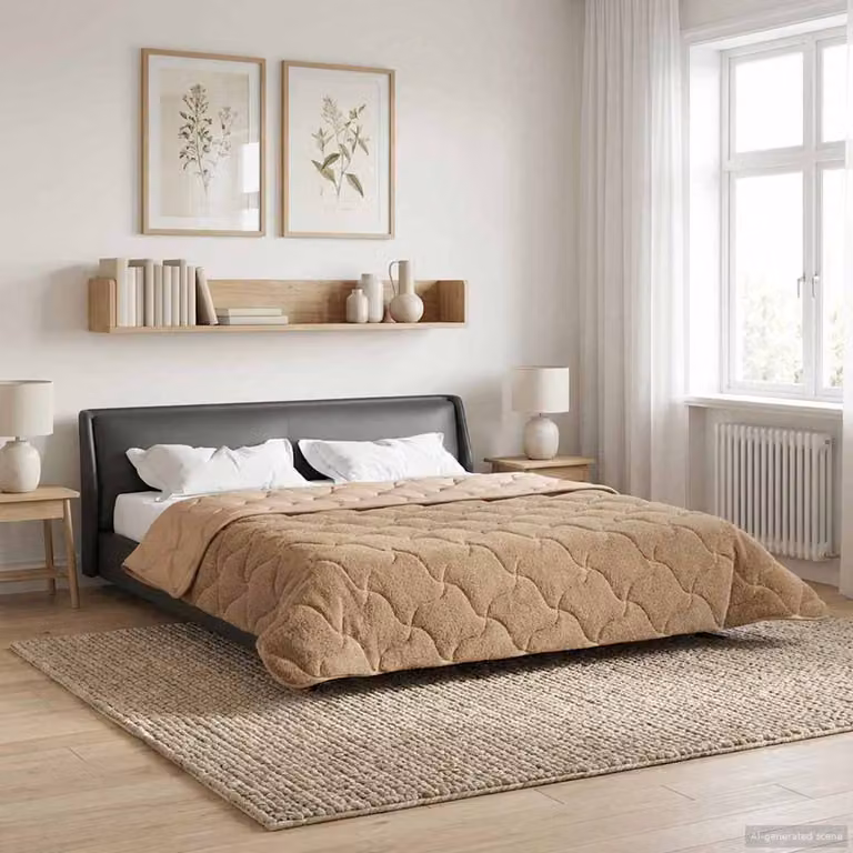 Piumino estivo vidaXL traspirante e reversibile in fibra cava, colore tortora/beige, L 240 cm x P 260 cm