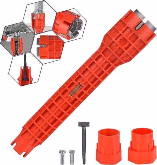 Strumento per smontare sedili WC e rubinetti - Attrezzo multiuso 8 in 1 - Kit di riparazione rubinetti - Attrezzo premium per sedili WC - Attrezzo a doppia testa - Per WC, bagno e cucina