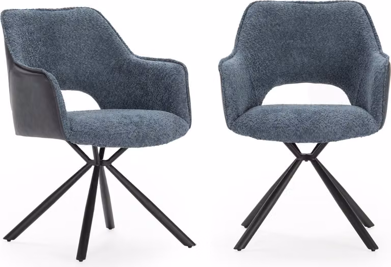 Calicosy - Set di 2 poltrone in tessuto con gambe in metallo nero L62 cm - MARIEL