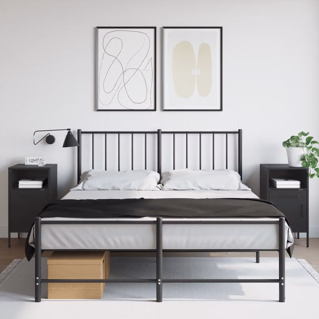 Set di 2 comodini vidaXL in metallo nero opaco, L/P/H: 36 x 39 x 68 cm