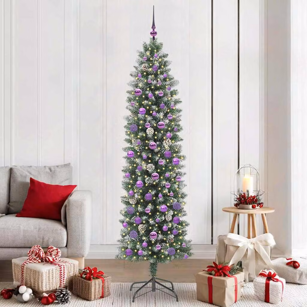 Maison Exclusive - Albero di Natale artificiale slanciato, verde e bianco, 210 cm