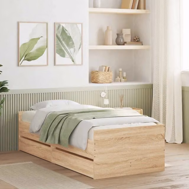 Struttura letto con cassetto in pino massello stile rustico marrone vidaXL