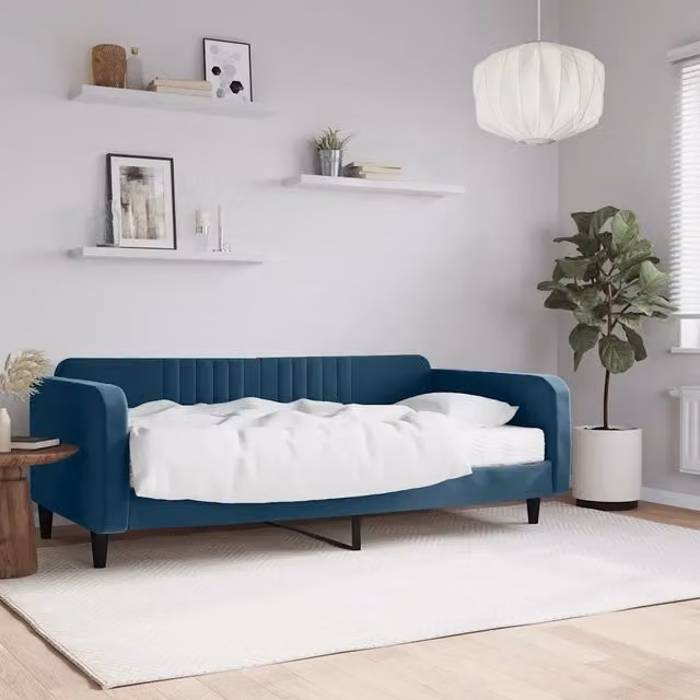 Divano Letto Moderno vidaXL in Velluto Blu per Soggiorno e Camera da Letto