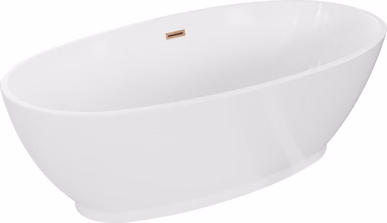 Mexen Bilbao vasca da bagno freestanding 180 x 90 cm, bianca, troppopieno rame spazzolato - 51311809000-65