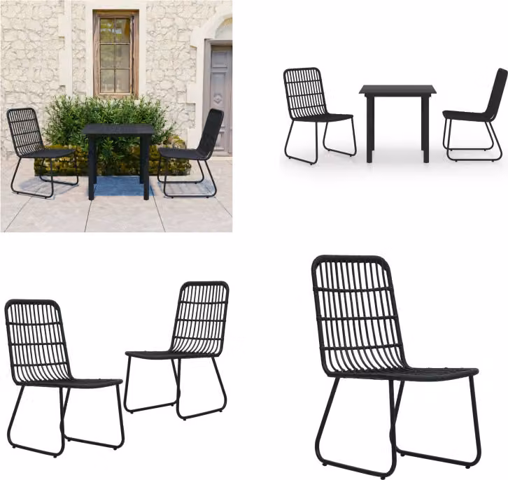 vidaXL Set da pranzo da giardino 3 pezzi in rattan e vetro - Set da pranzo da giardino - Set da pranzo da giardino - Set da pranzo - Set da pranzo