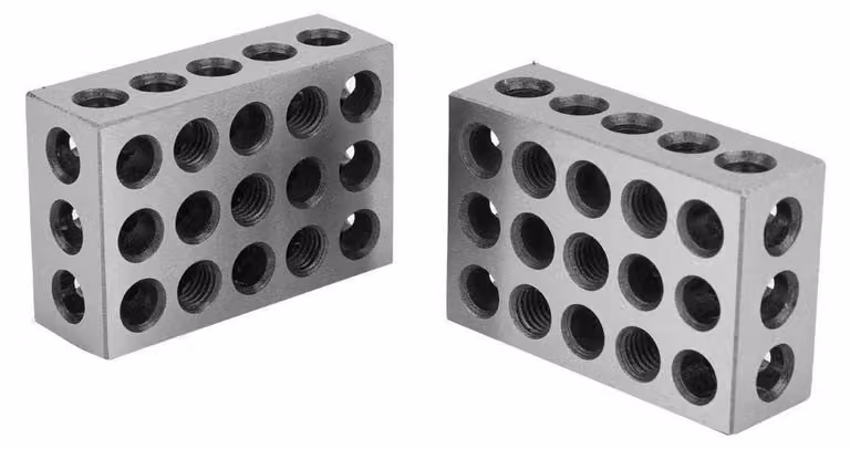 Blocchi di precisione - 25x50x75 mm - Utensili per tornio - Blocchi di serraggio con 23 fori - Misura metrica - Adatti per tornitori