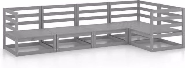 Set Divani da Giardino 5 pz | Set Salotto da Giardino Grigio in Legno Massello di Pino