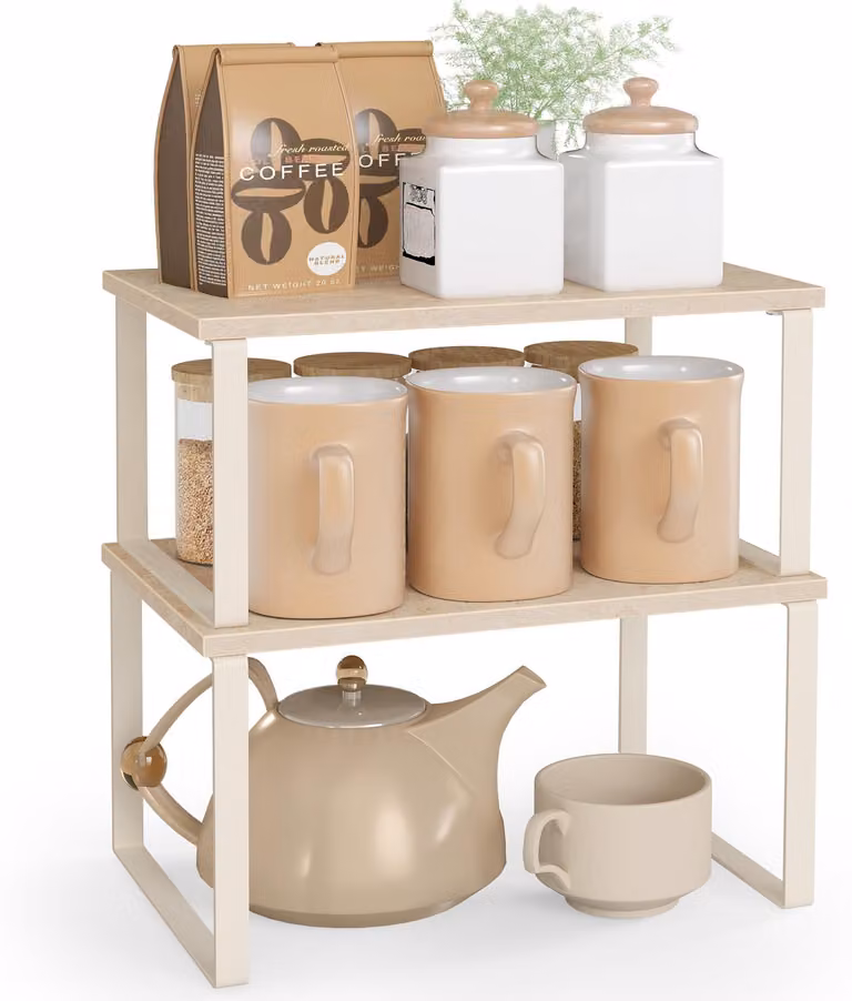Set di 2 mensole per cucina - Impilabili ed espandibili - Modello KCS020L01