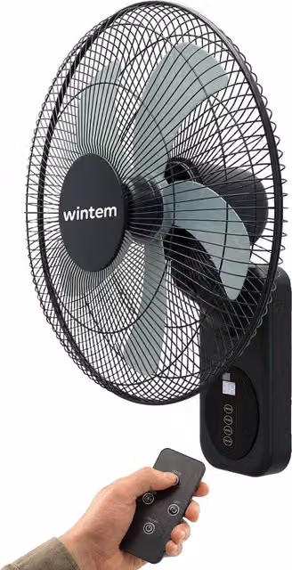 Barrow Ventilatore da Parete Nero 40 cm 60 W con Telecomando, Timer e Oscillazione