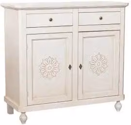 Credenza madia napoletana in legno 2 ante Shabby chic bianco anticato decorata