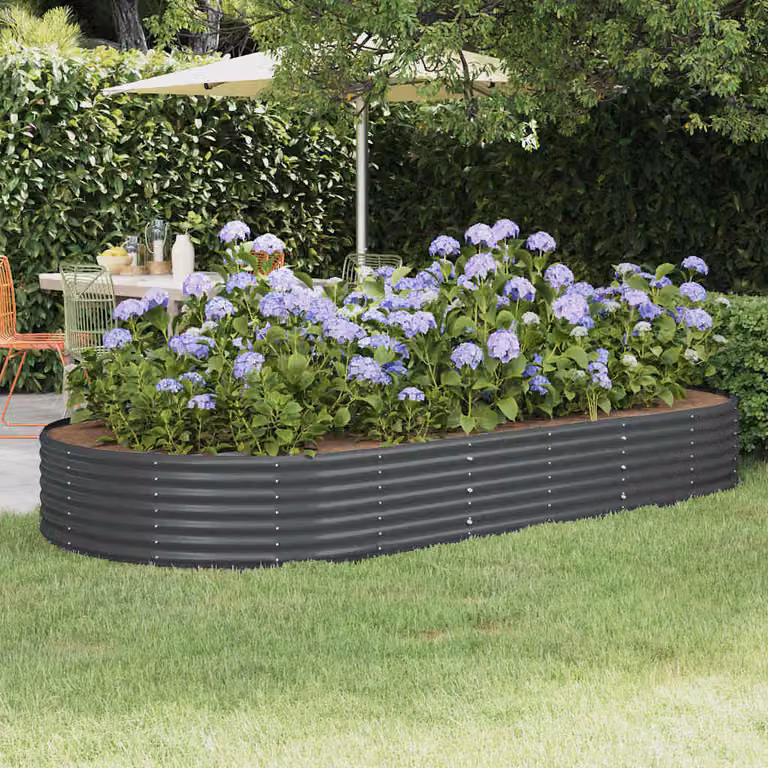 Letto rialzato da giardino vidaXL in acciaio zincato antracite L: 296 cm, P: 140 cm, H: 36 cm