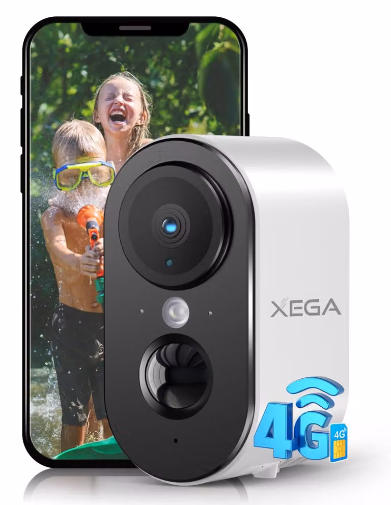 Telecamera di sicurezza per interni 3G/4G LTE con scheda SIM, risoluzione Super HD 2K, rilevamento del movimento tramite sensore PIR