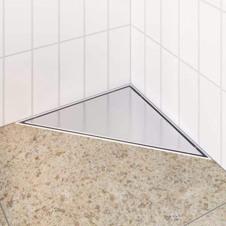 vidaXL Scarico Doccia Triangolare 2 in 1 in Acciaio Inox Argento L/P/H: 32 x 32 x 7,5 cm