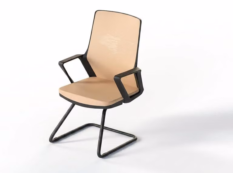 Sedia blu, struttura in metallo robusta, design moderno e minimalista, ideale per sale conferenze
