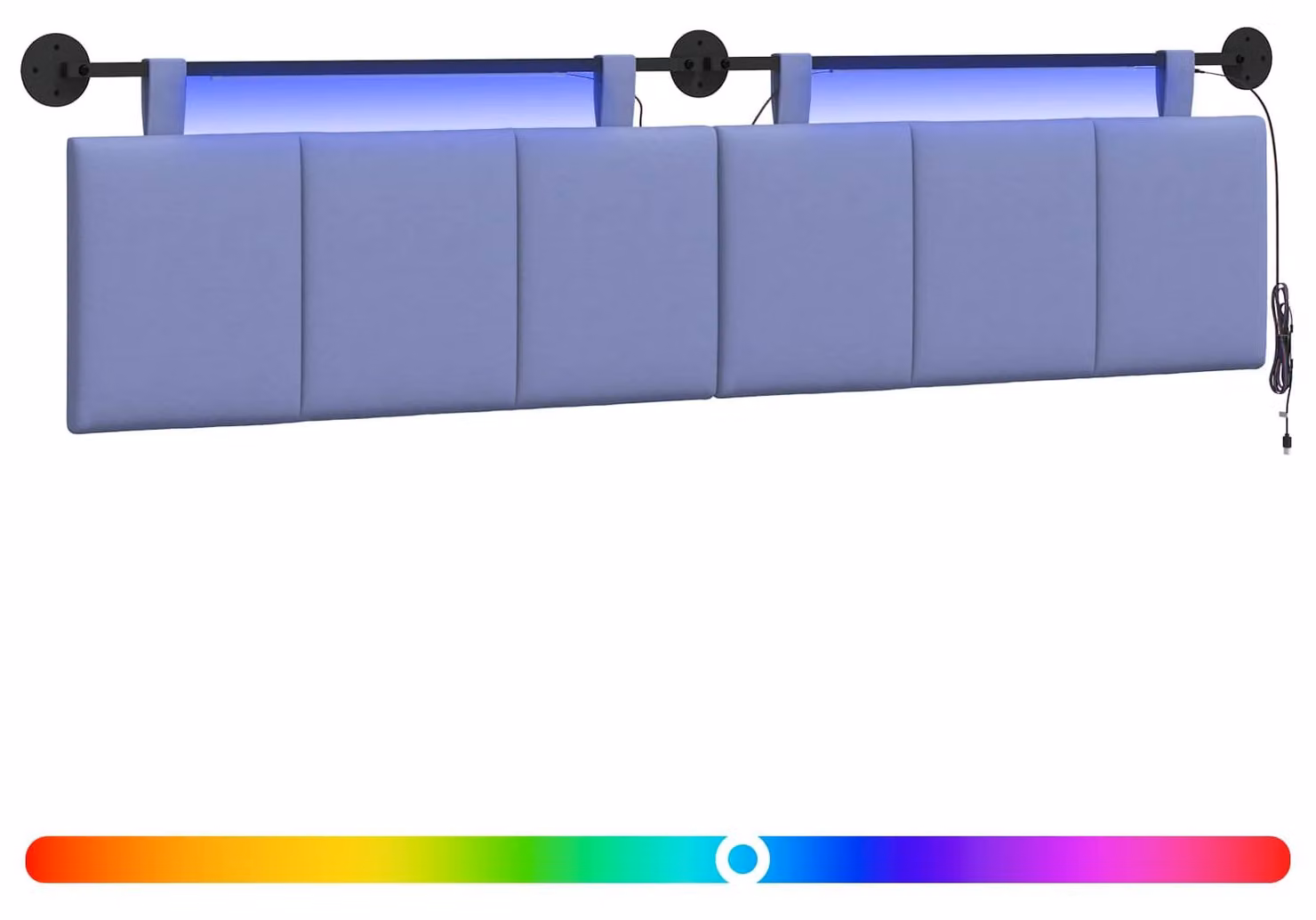 Testiera sospesa Con luce LED Blu jeans Tessuto