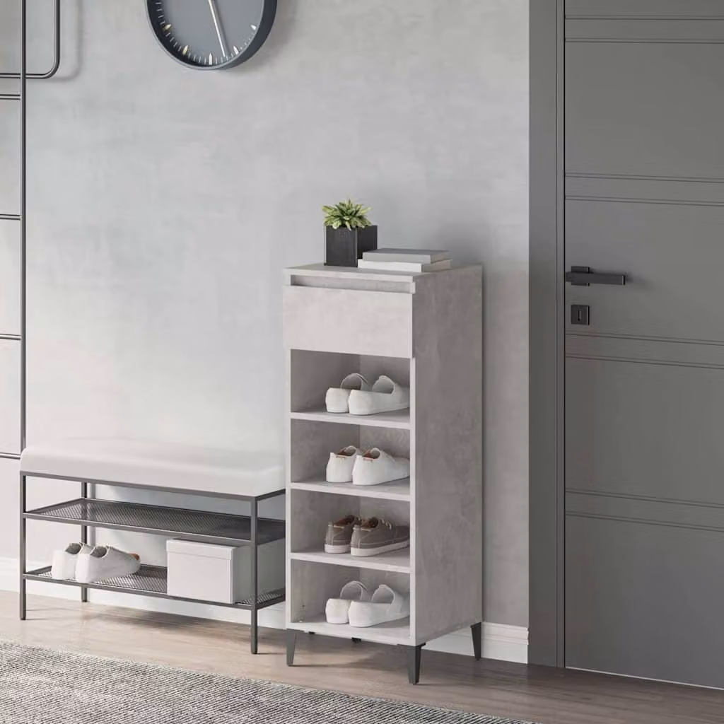 Scarpiera industriale vidaXL in legno e metallo, colore grigio, L 40 cm x P 36 cm x H 105 cm