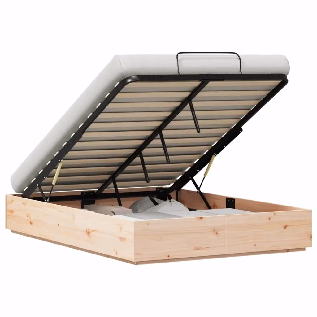 Letto Ottomano con Contenitore vidaXL in Legno di Pino Naturale L: 150 cm, P: 200 cm, H: 103,5 cm – 2