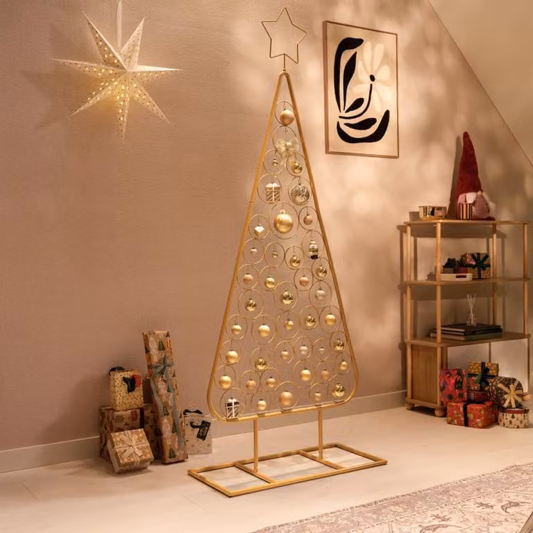 Albero di Natale in metallo con stella – Oro – 188 cm