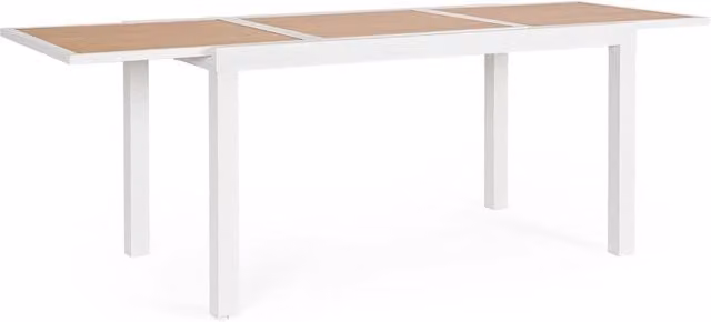 Tavolo Allungabile da Esterno 140-210x77x75h cm in Alluminio e Polywood Hilija Naturale e Bianco