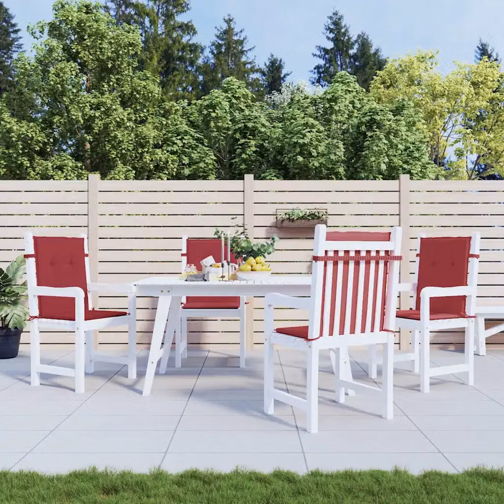 Set di 4 cuscini per sedia vidaXL in tessuto rosso, impermeabili e traspiranti, L 100 cm x P 50 cm x H 7 cm