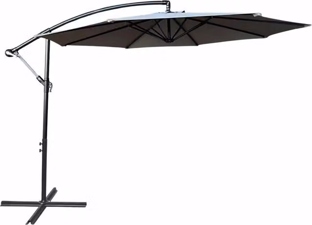 Ombrellone da giardino a braccio ASTER con protezione UV in acciaio, colore grigio chiaro o beige, L/P/H: 300 x 300 x 45 cm