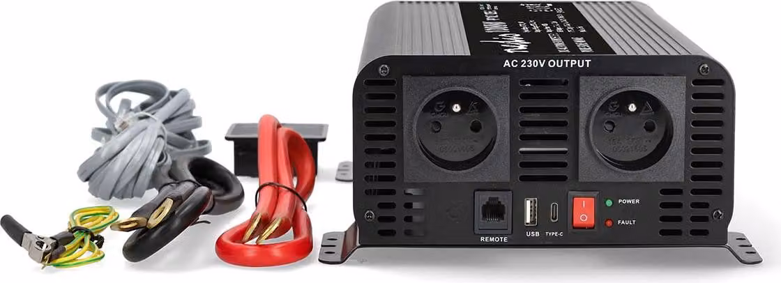 Nedis PIP100012EBK, inverter a onda sinusoidale pura, 12 V DC, 230 V AC, 50 Hz, 1000 W