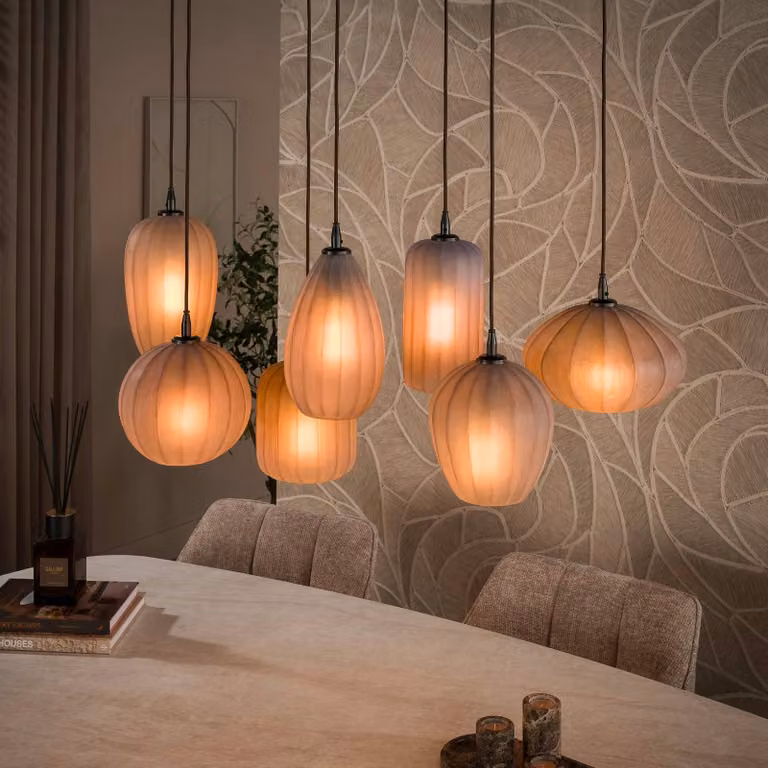 ZIJLSTRA Lampada a sospensione in vetro Altura, dimmerabile, Crema / Ambra, Soggiorno / Sala da pranzo, Vetro, Scandinavo, Lampada a sospensione