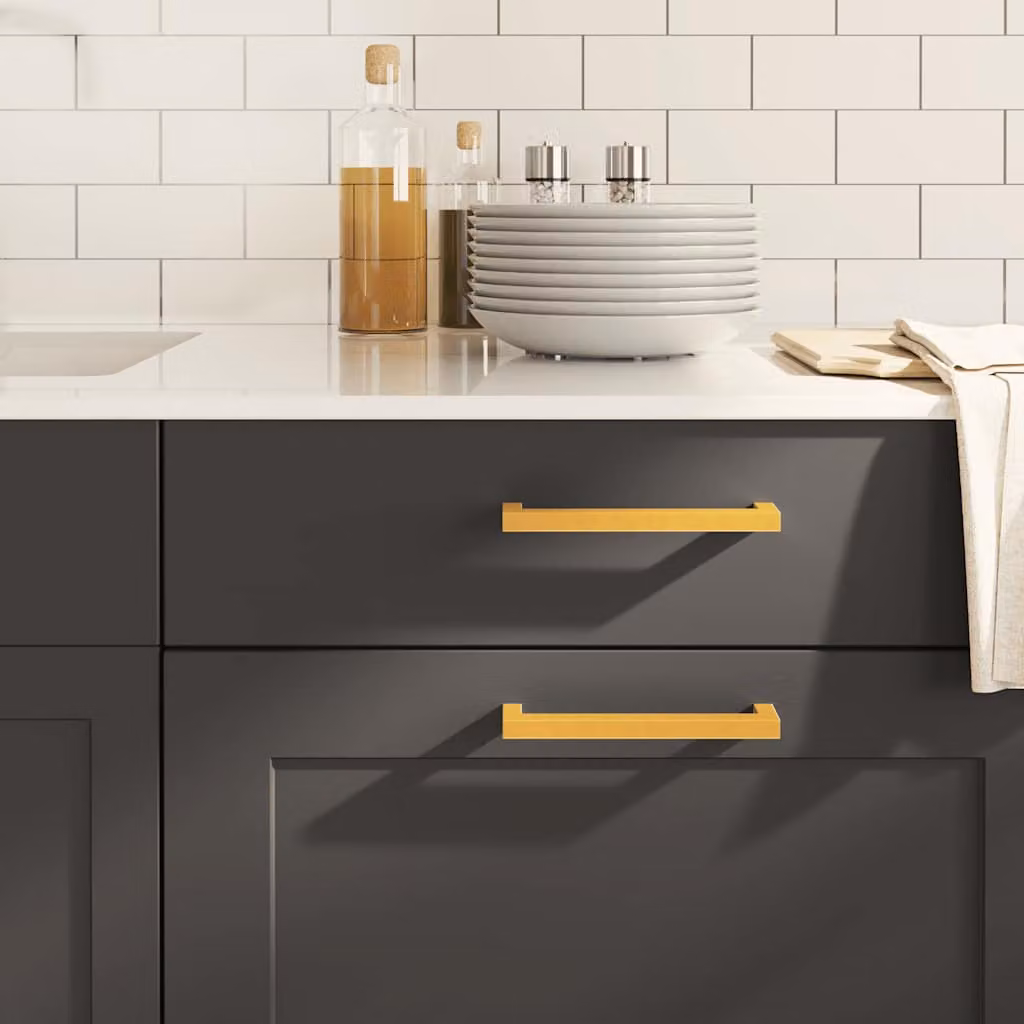 Set di 10 maniglie per mobili vidaXL in acciaio inox color oro opaco, lunghezza 160 mm