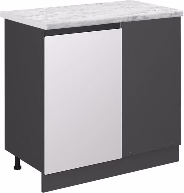 Mobile ad angolo cucina R-Line Bianco/Antracite 86 cm J-Shape PL Marmo Vicco